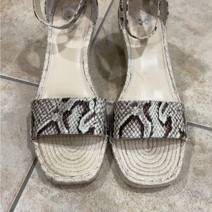 Vince Camuto Brown and Cream Espadrilles with Wide Straps